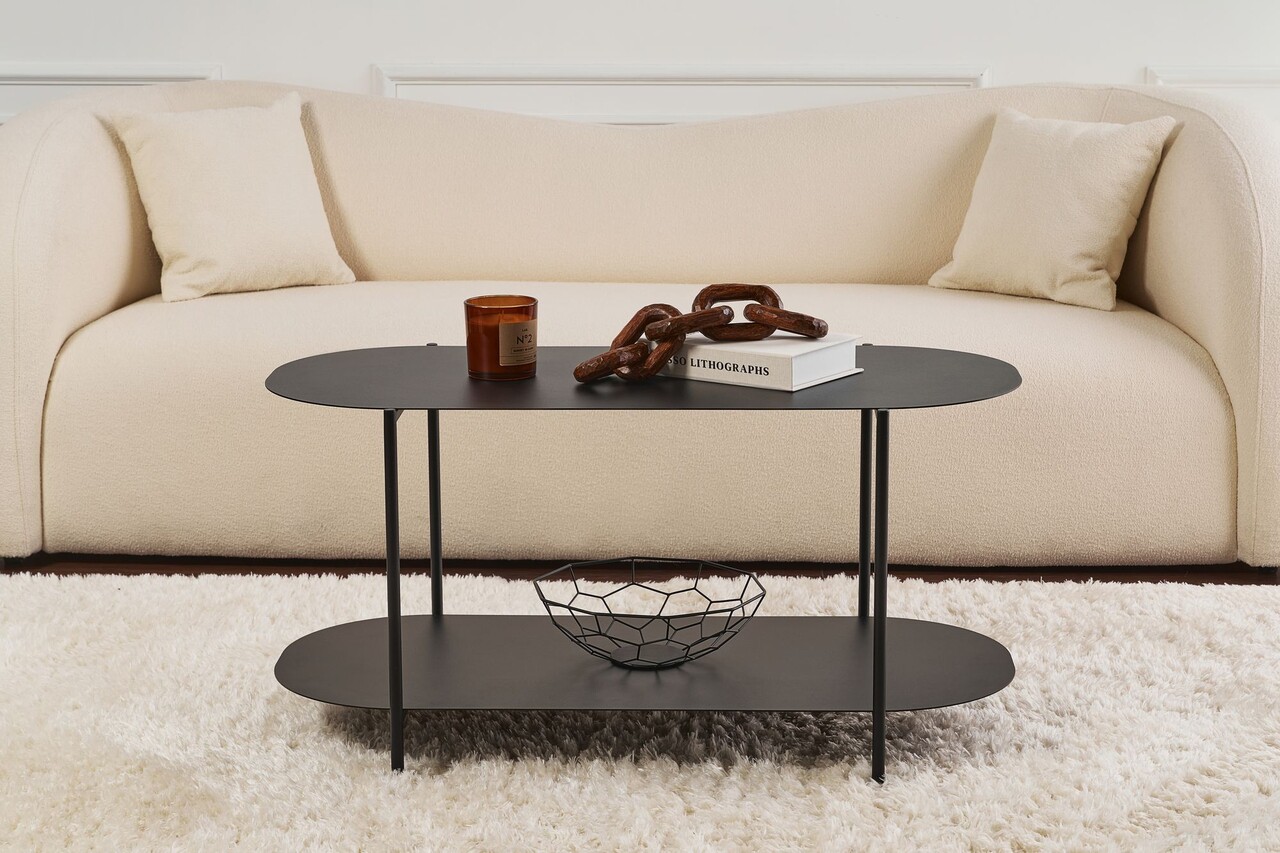 Masuta de cafea, Hanah Home, Shb-014, 100x45x51 cm, Negru - imagine 7